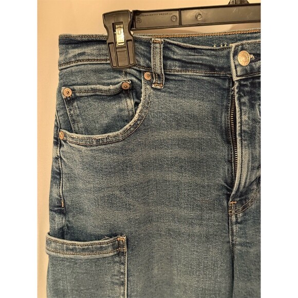 American Eagle Jeans Womens Size M Blue Super High-Waisted Baggy - Picture 3 of 8